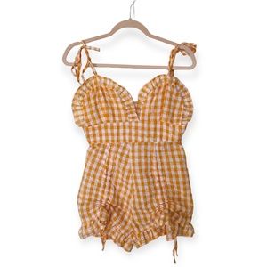Yellow Gingham Romper